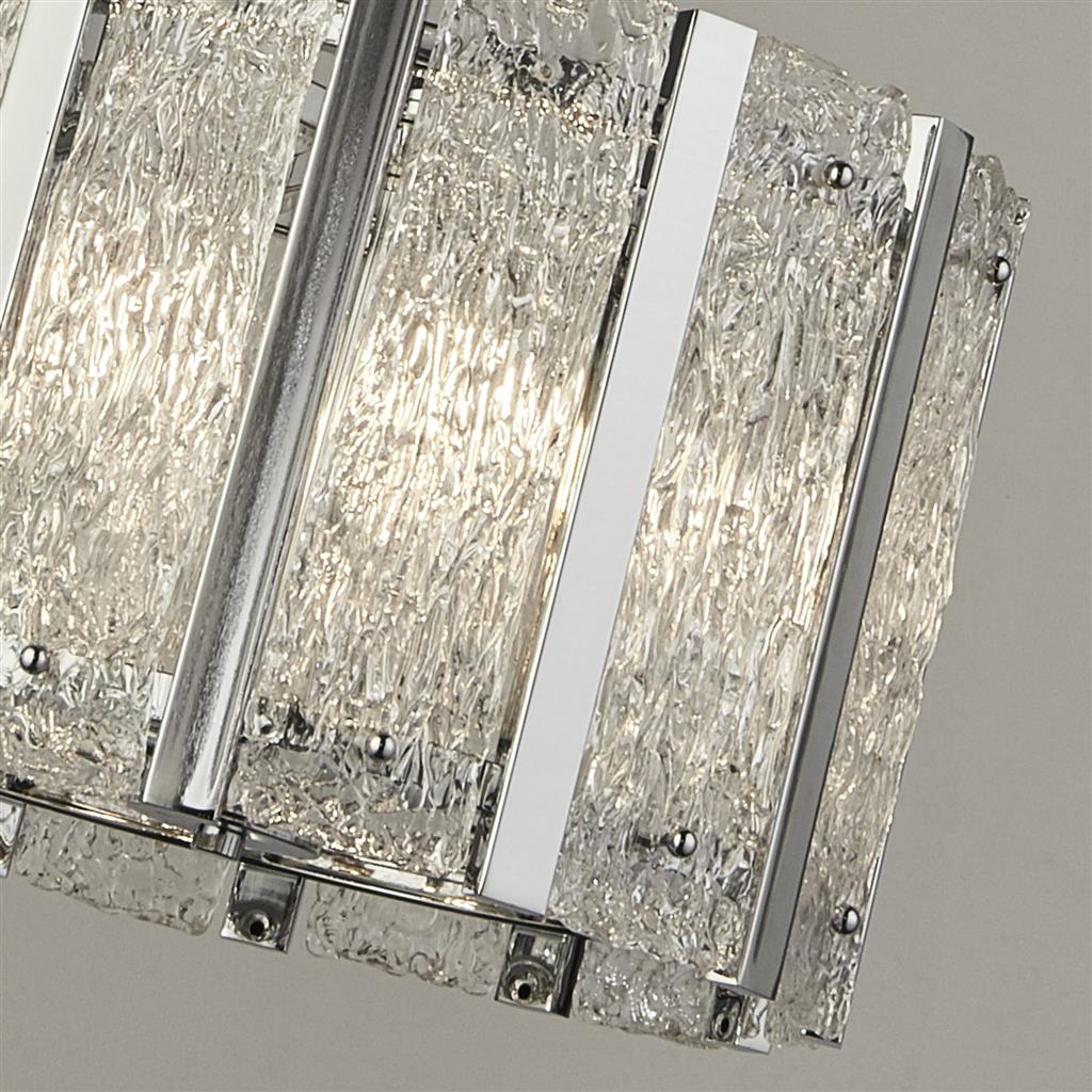 Alexandra 5Lt Crystal Ceiling Light - Satin Silver & Aquatex Glass