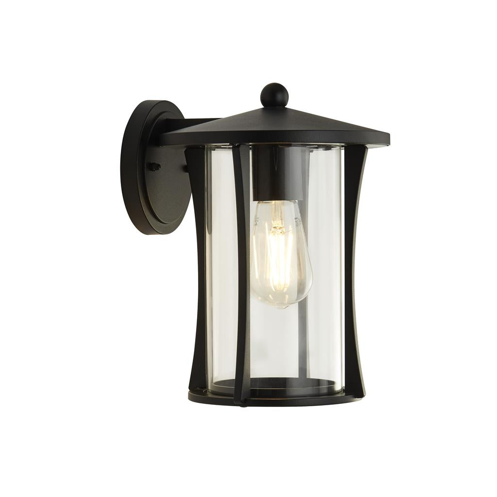 PAGODA OUTDOOR WALL LIGHT- BLACK METAL & CLEAR GLASS