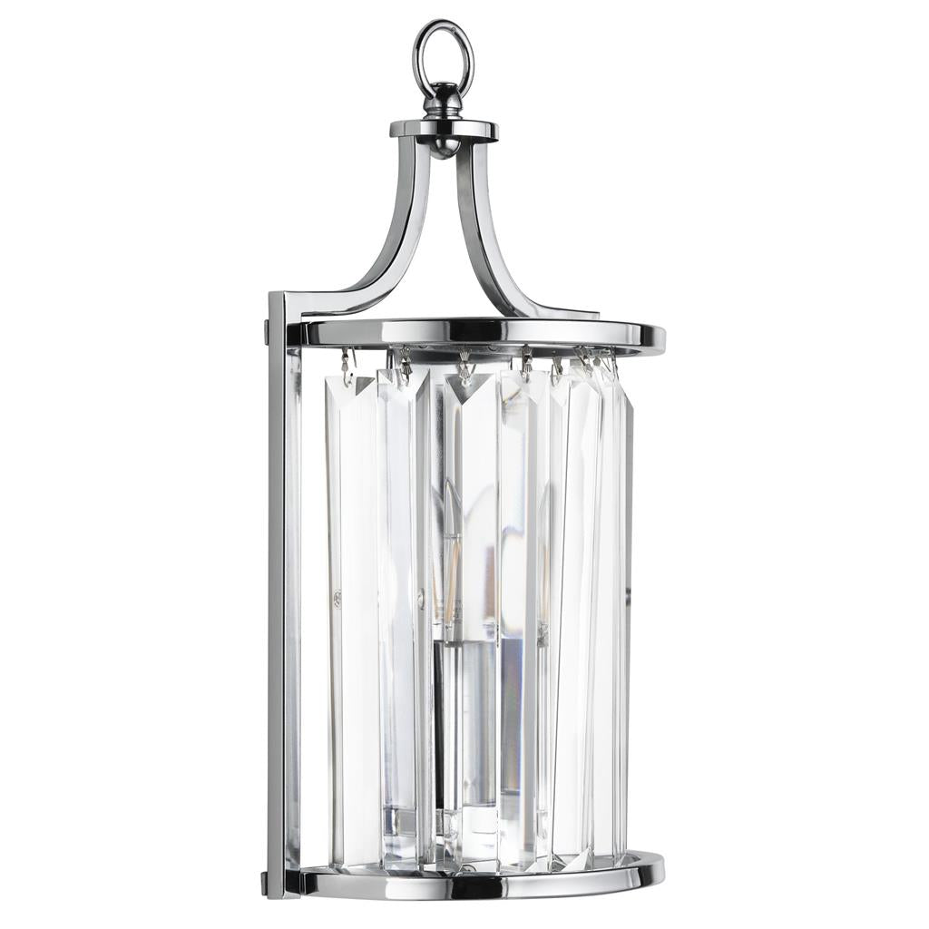 Victoria Wall Light - Chrome Metal & Clear Crystal