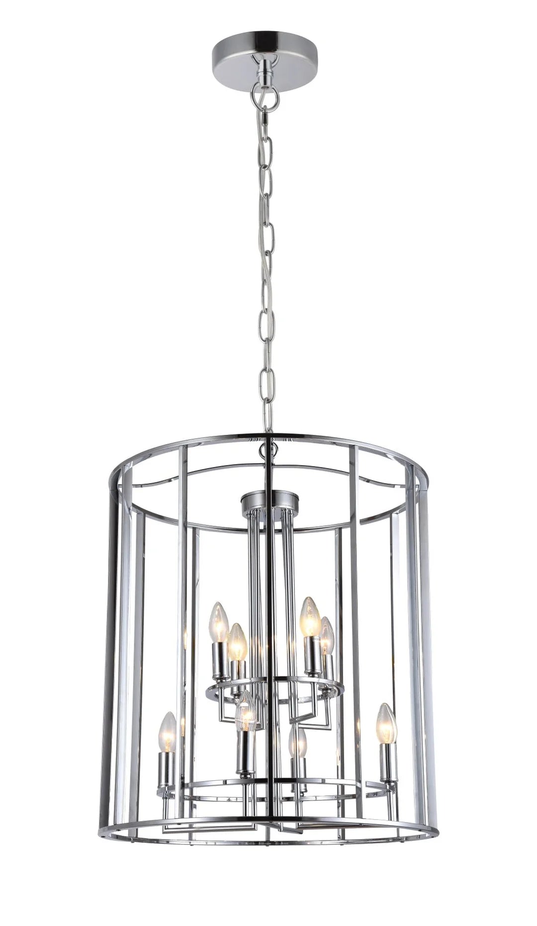Maddie 8Lt Lantern- Chrome/ Satin Nickel Finish