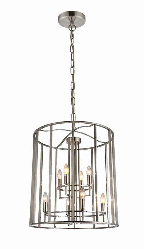 Maddie 8Lt Lantern- Chrome/ Satin Nickel Finish