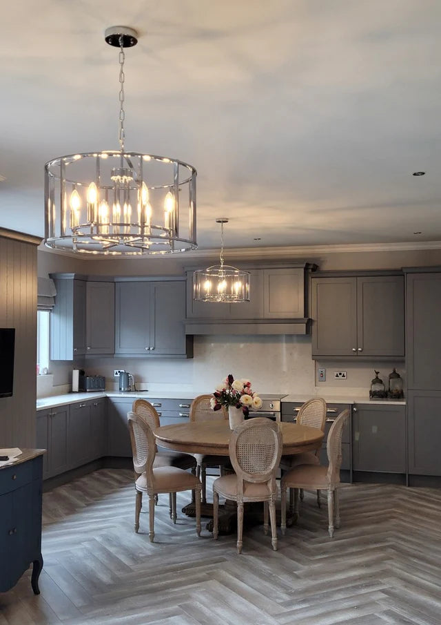 Maddie 6Lt Antique Brass/Chrome