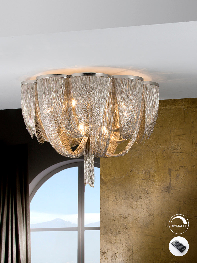 Minerva 10Lt Flush Ceiling Light- Nickel