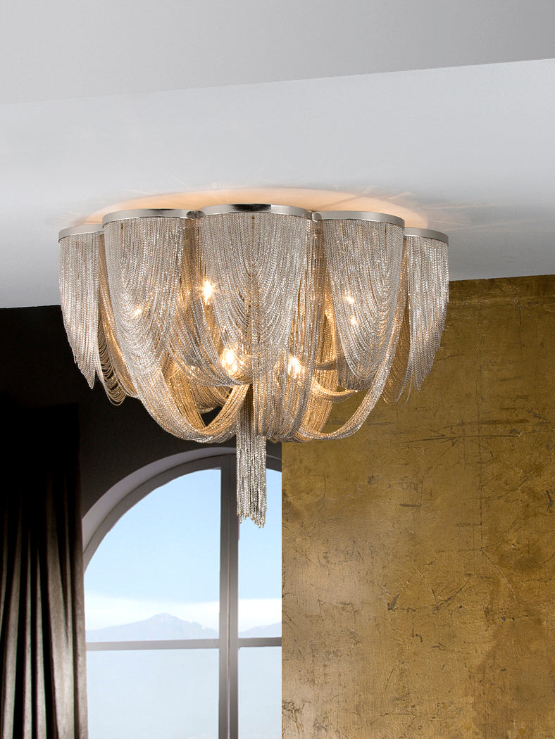 Minerva 10Lt Flush Ceiling Light- Nickel