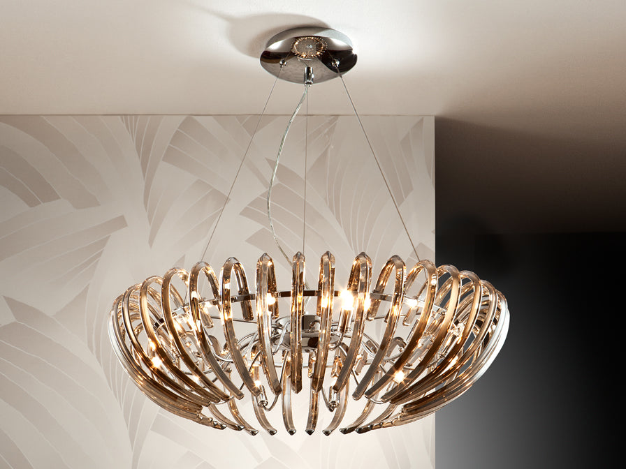 Ariadna Champagne Crystal Ceiling Light - Chrome & Champagne Finish