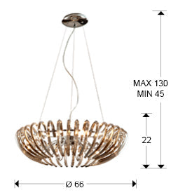 Ariadna Champagne Crystal Ceiling Light - Chrome & Champagne Finish