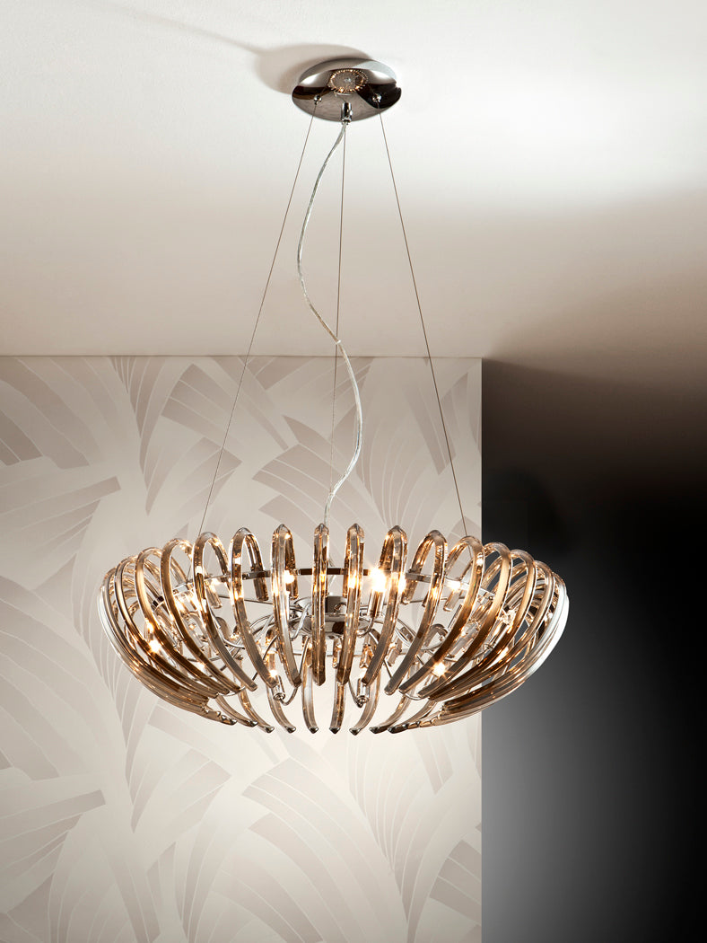 Ariadna Champagne Crystal Ceiling Light - Chrome & Champagne Finish