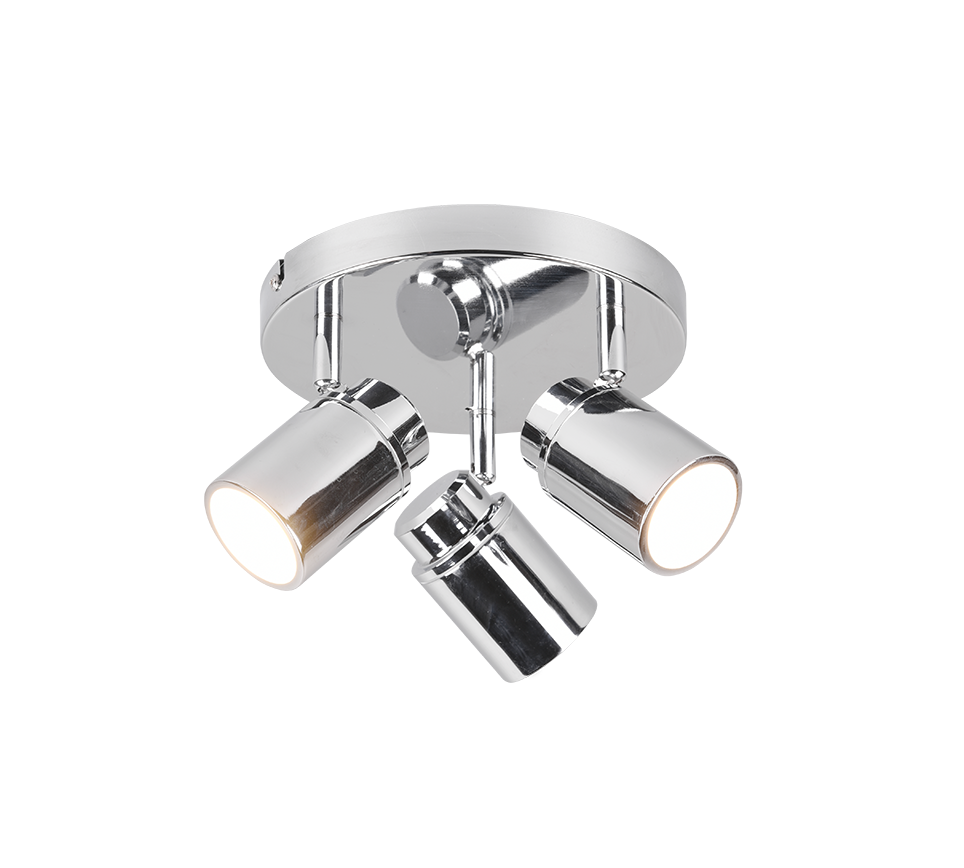 Angelo 3/Lt Plate Spotlight IP44 - Black/Chrome