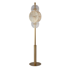 Wagon Wheel 6Lt Floor Lamp- Bronze Metal, Clear, Amber Glass G9