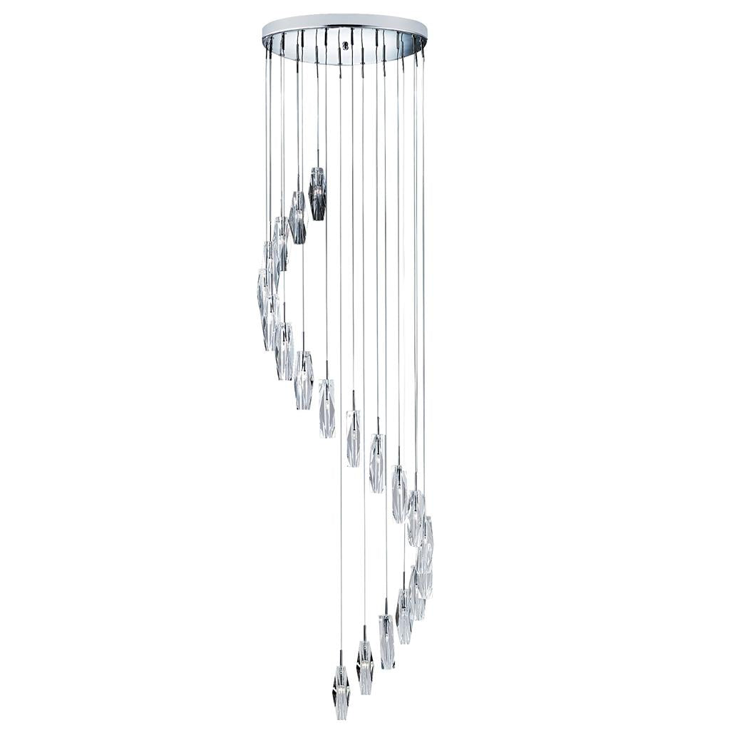 Sculptured 8/20Lt Ice Multi-Drop Pendant - Chrome & Glass G4