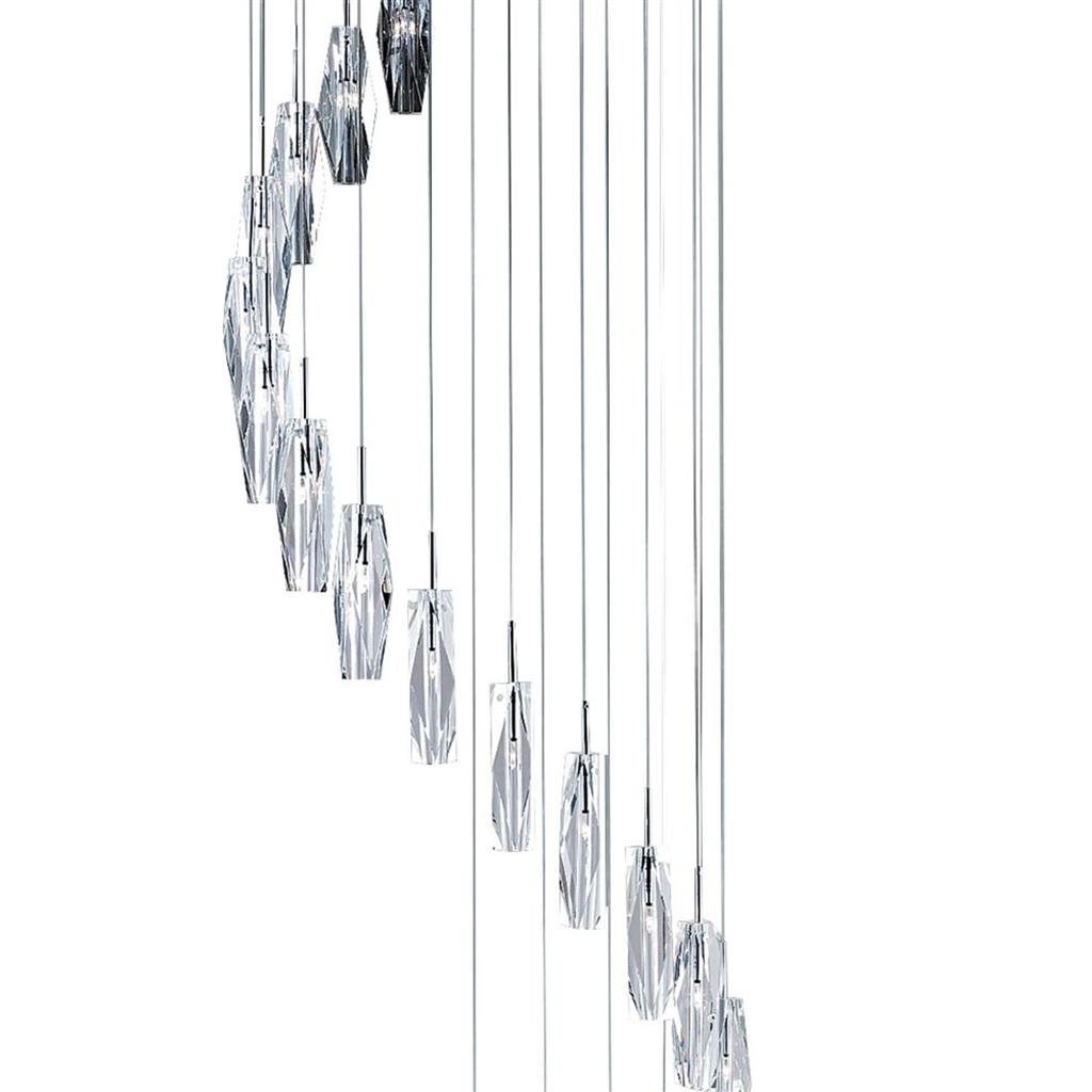 Sculptured 8/20Lt Ice Multi-Drop Pendant - Chrome & Glass G4