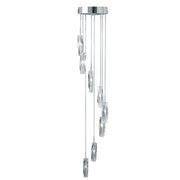 Sculptured 8/20Lt Ice Multi-Drop Pendant - Chrome & Glass G4