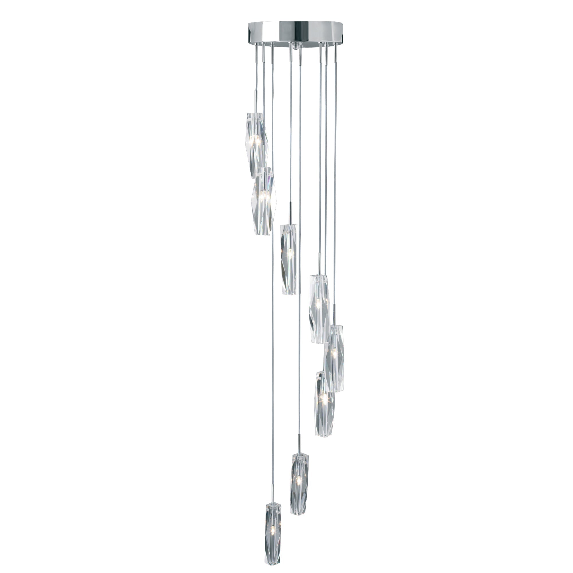 Sculptured 8/20Lt Ice Multi-Drop Pendant - Chrome & Glass G4