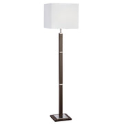 Waverley Floor Lamp- Wood, Satin Silver Metal & White Fabric E27