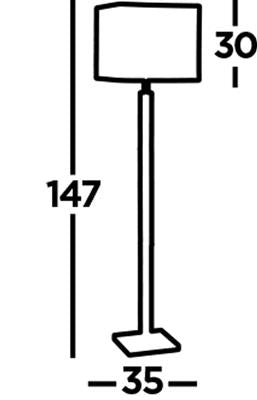 Waverley Floor Lamp- Wood, Satin Silver Metal & White Fabric E27