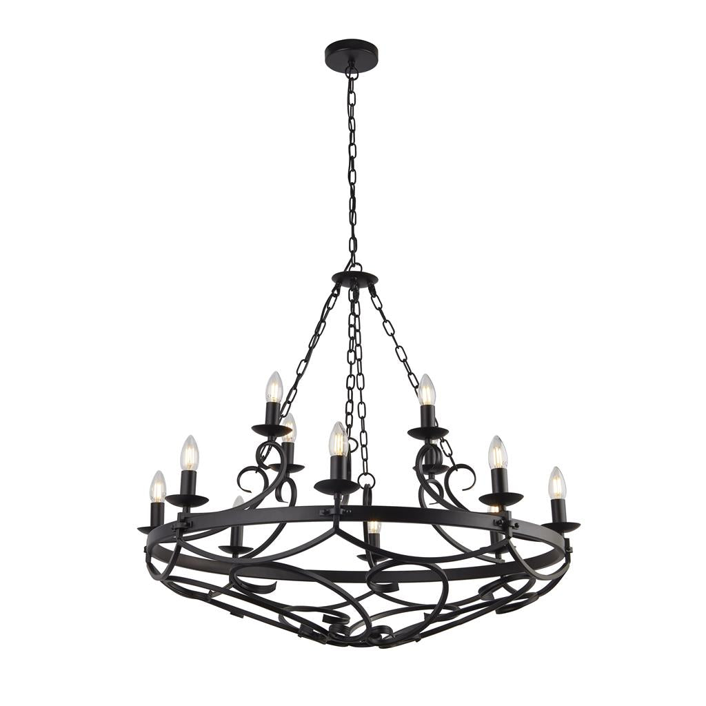 Cartwheel II  5/8/12Lt Multi-Arm Pendant - Black Finish