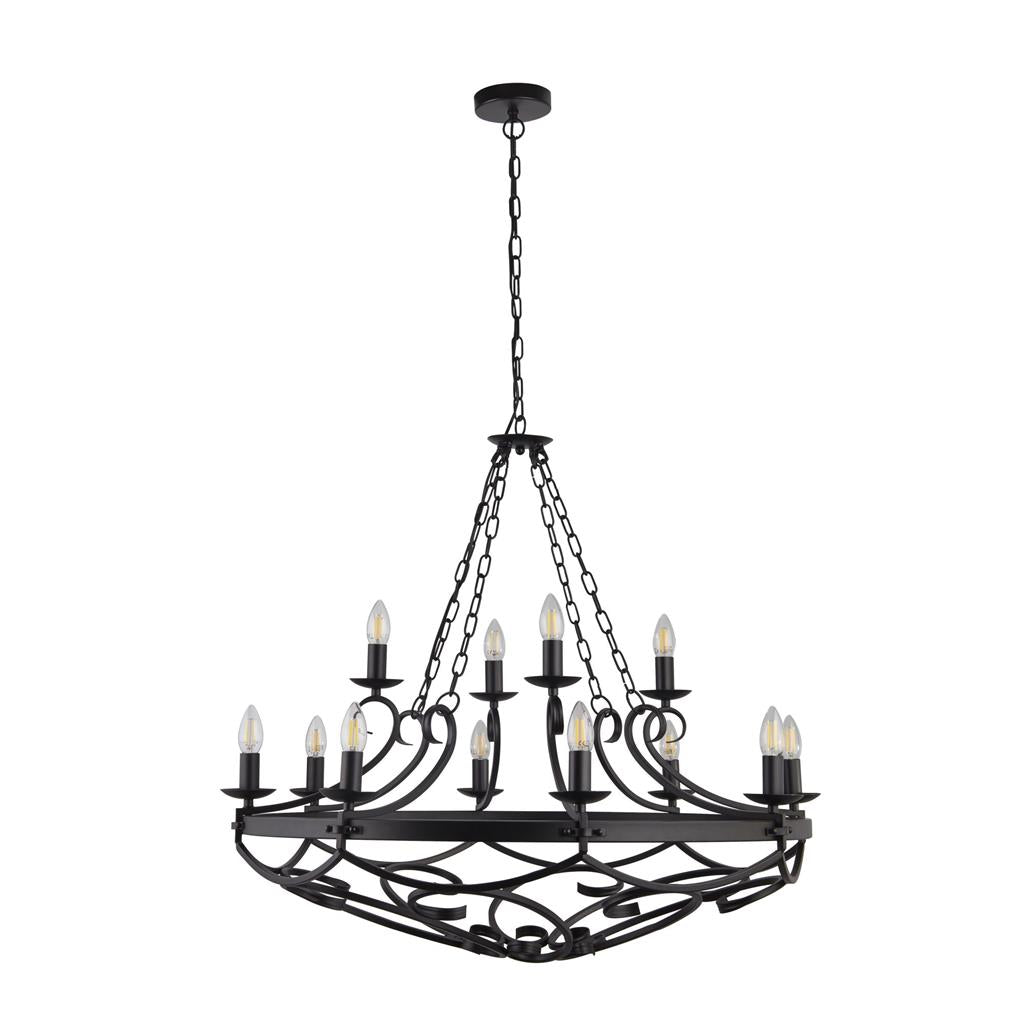 Cartwheel II  5/8/12Lt Multi-Arm Pendant - Black Finish
