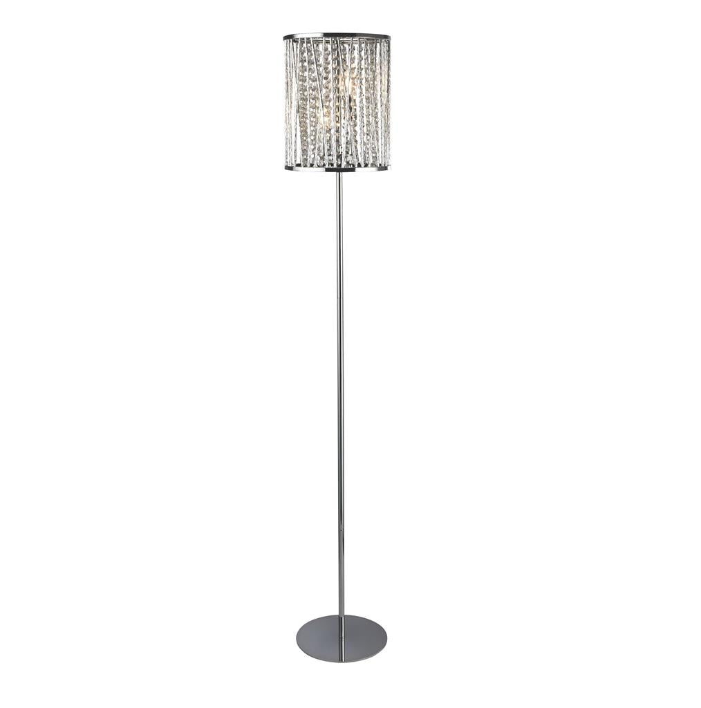 Elise 2Lt Floor Lamp - Chrome Metal & Crystal E14