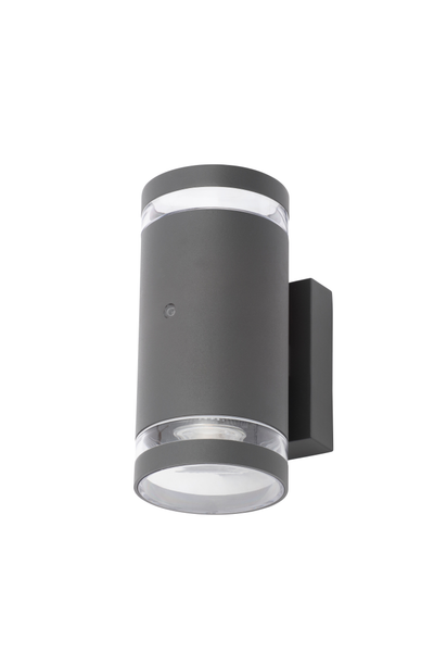 Lens 2Lt GU10 Up & Down Wall Light w/Photocell Anthracite