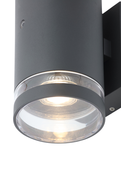 Lens 2Lt GU10 Up & Down Wall Light w/Photocell Anthracite