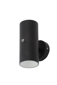 Melo 2 x 5W Light Up & Down Wall Light w Photocell - Black / Brushed Steel