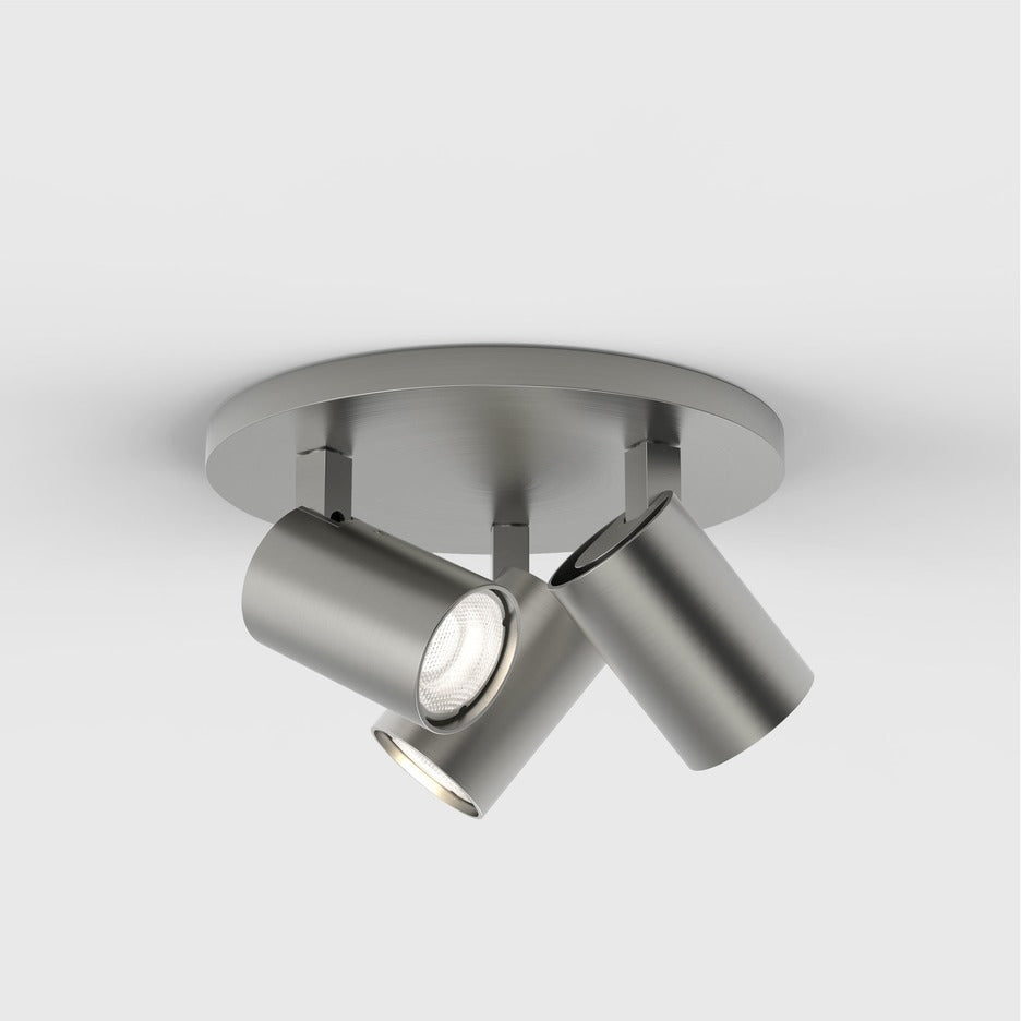 Ascoli Triple Round Flush Light - Bronze/Matt Black/Matt Nickel/Textured White Finish