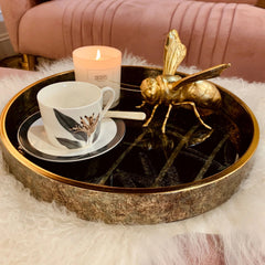 Mindy Brownes Palm Tree Tray - Gold & Black Finish