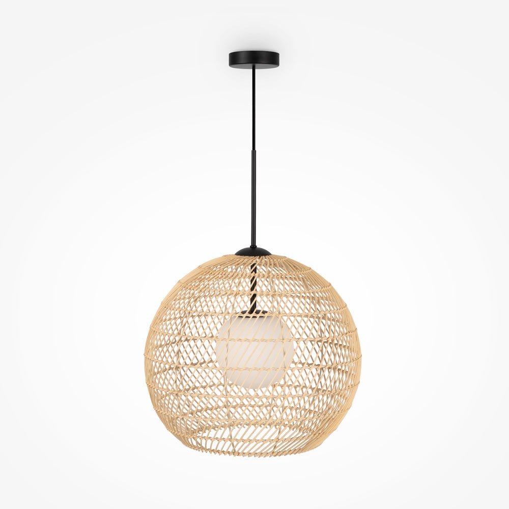 Cane Pendant Light- Black/ Beige Finish