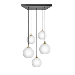 Chelsea Opal Glass Globe 5 Wire Square Cluster Lights - 9 inch