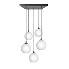 Chelsea Opal Glass Globe 5 Wire Square Cluster Lights - 9 inch