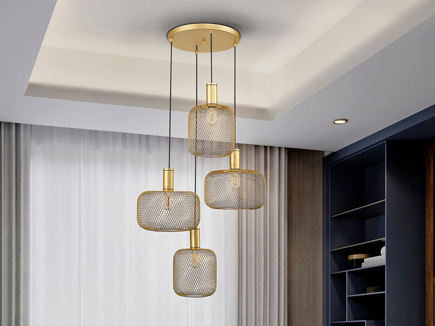 Osiris Lamp 4L Gold-Black/Golden Paint E27 Ip20 Dimmable