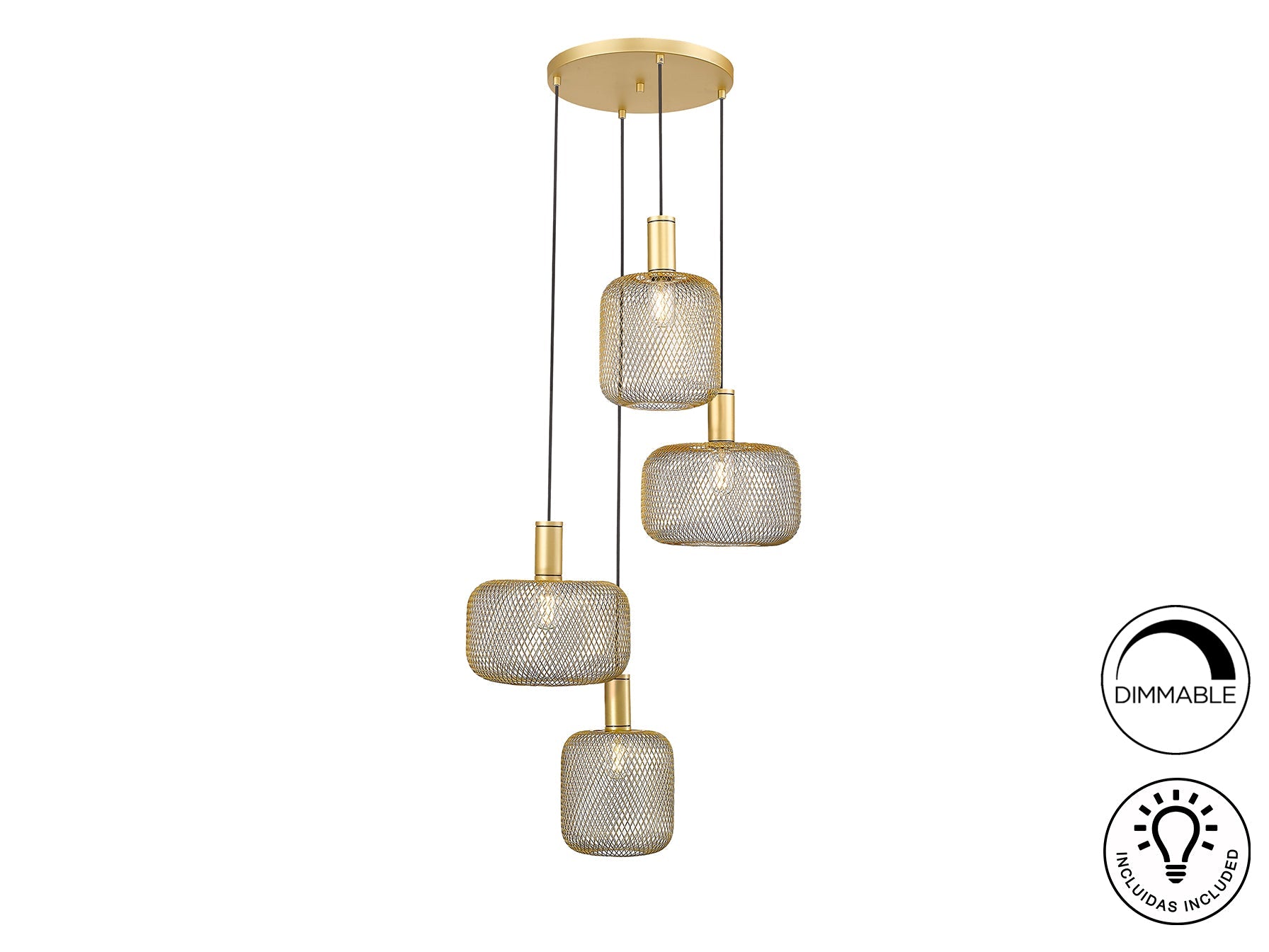 Osiris Lamp 4L Gold-Black/Golden Paint E27 Ip20 Dimmable