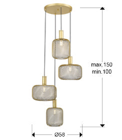 Osiris Lamp 4L Gold-Black/Golden Paint E27 Ip20 Dimmable