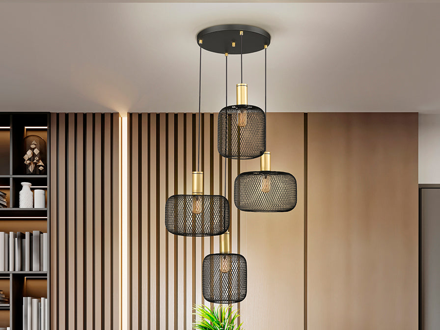 Osiris Lamp 4L Gold-Black/Golden Paint E27 Ip20 Dimmable