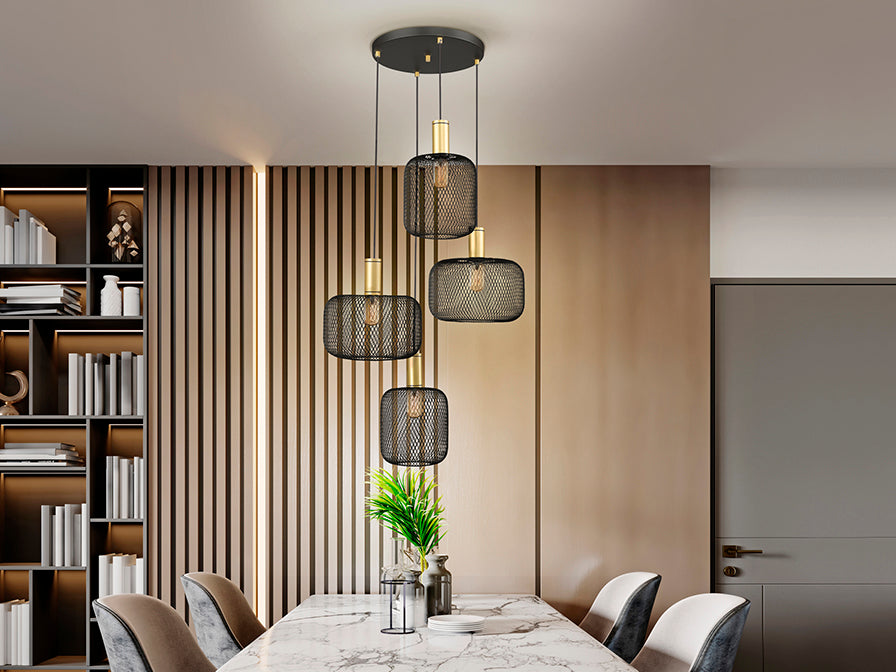 Osiris Lamp 4L Gold-Black/Golden Paint E27 Ip20 Dimmable