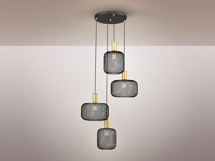 Osiris Lamp 4L Gold-Black/Golden Paint E27 Ip20 Dimmable