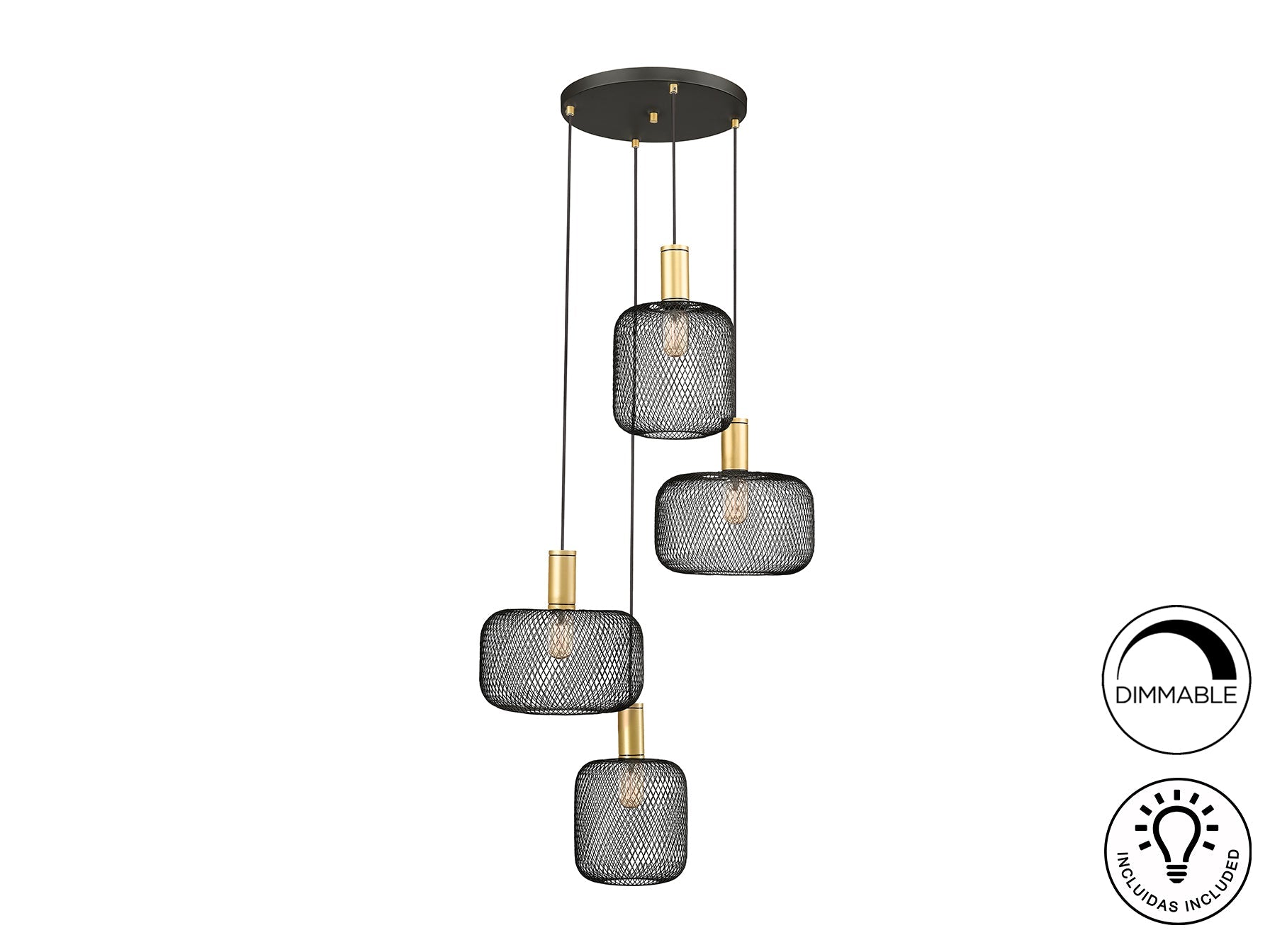 Osiris Lamp 4L Gold-Black/Golden Paint E27 Ip20 Dimmable