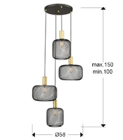 Osiris Lamp 4L Gold-Black/Golden Paint E27 Ip20 Dimmable