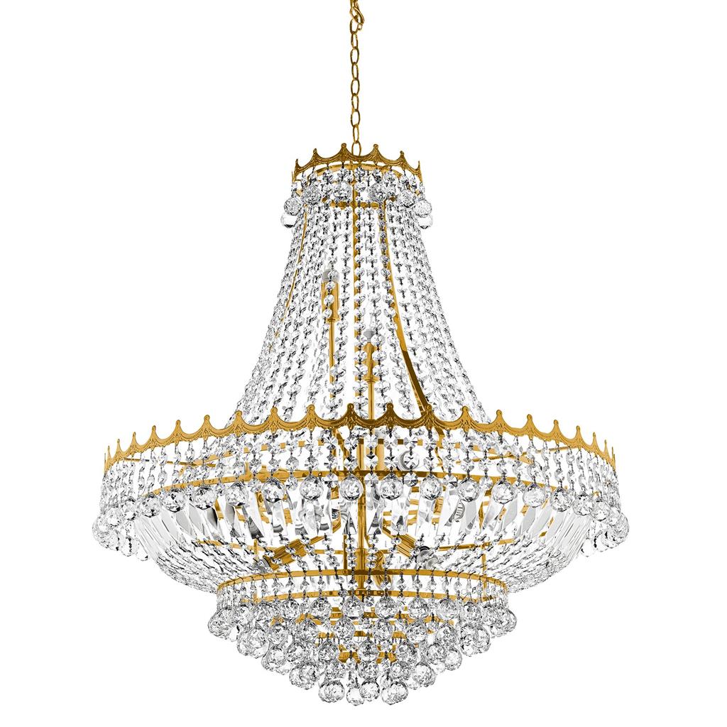 Versailles 13Lt Chandelier - Gold Metal & Crystal