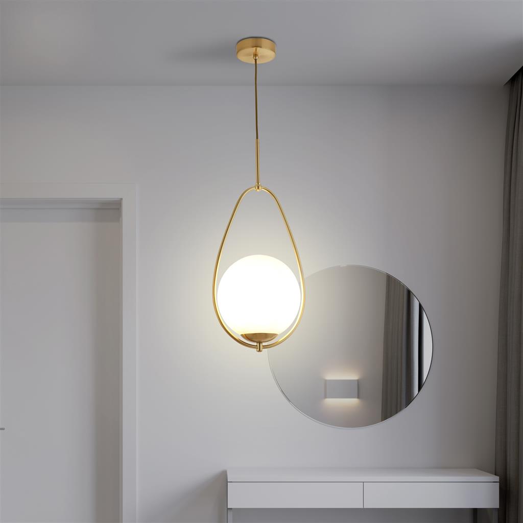 Avalon Pendant - Gold Metal & Opal Glass