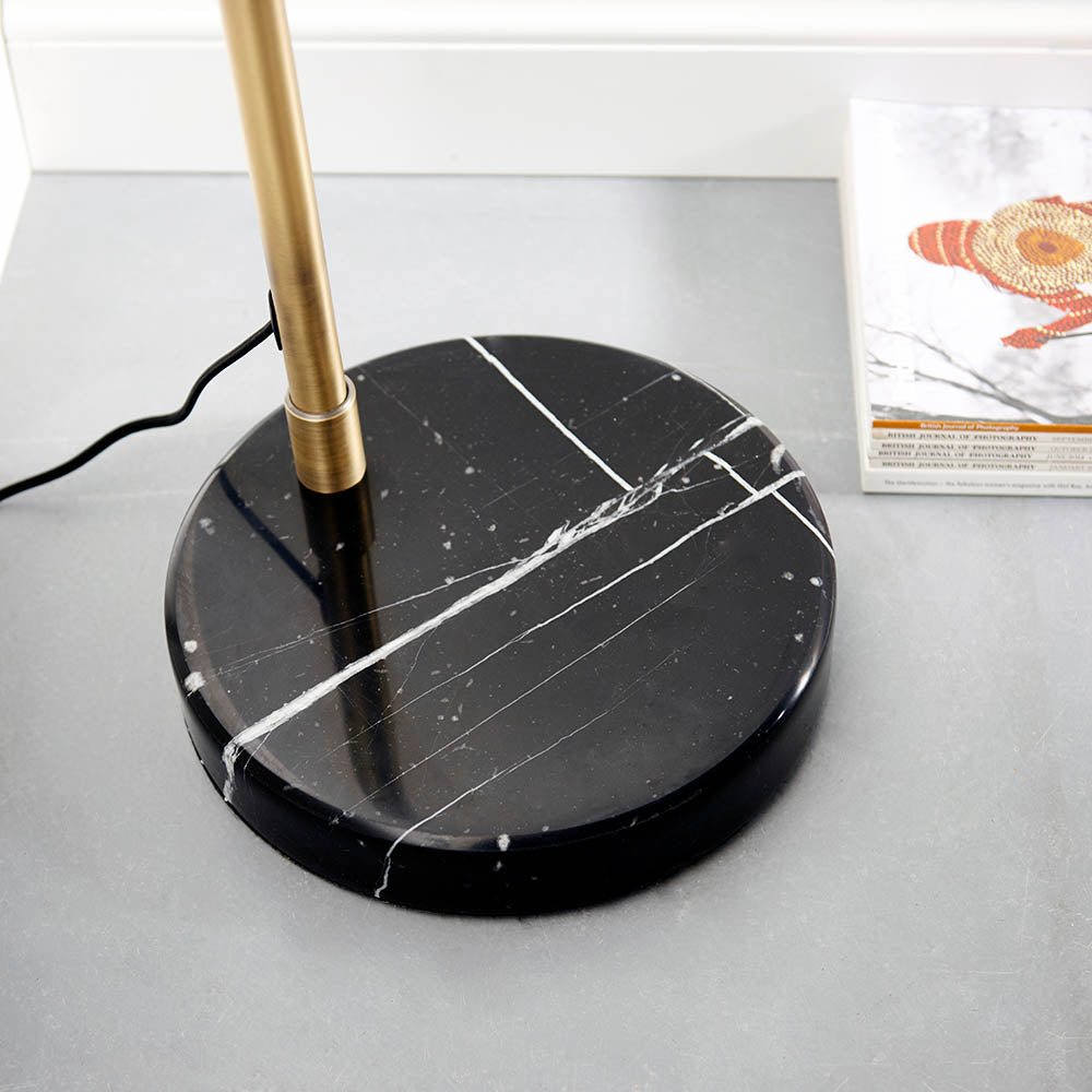 Lumora Floor Lamp - White Grey Base/Black Base E27