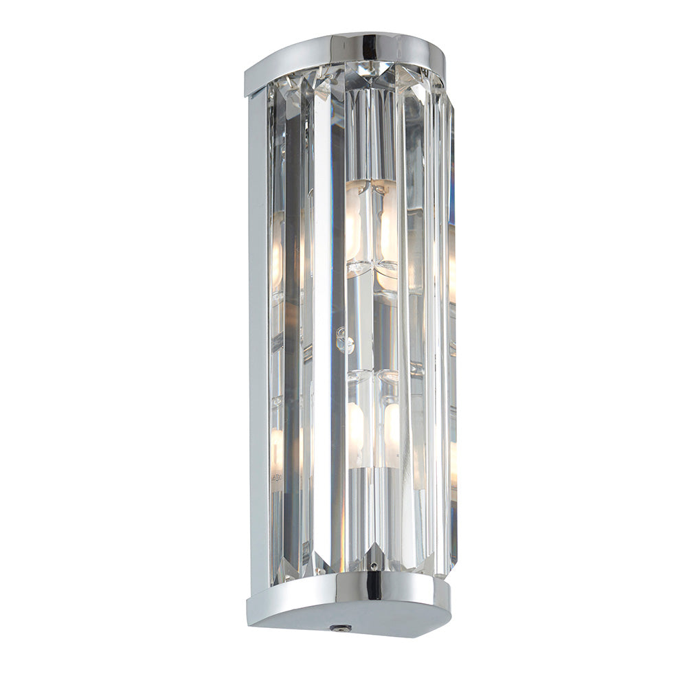 Kimmel 2Lt Bathroom Wall Light IP44 - Crystal & Chrome