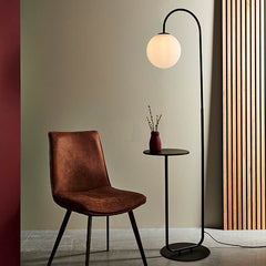 Polaris Floor Lamp With Table - Satin Black Finish E27