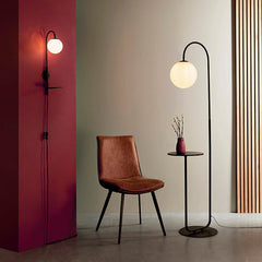 Polaris Floor Lamp With Table - Satin Black Finish E27