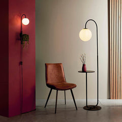 Polaris Floor Lamp With Table - Satin Black Finish E27