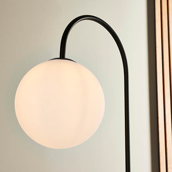 Polaris Floor Lamp With Table - Satin Black Finish E27