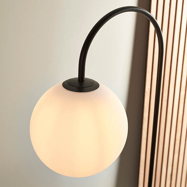 Polaris Floor Lamp With Table - Satin Black Finish E27