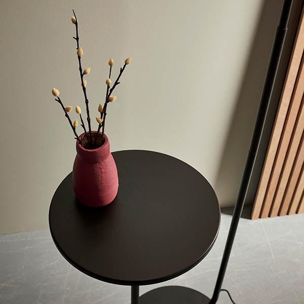 Polaris Floor Lamp With Table - Satin Black Finish E27