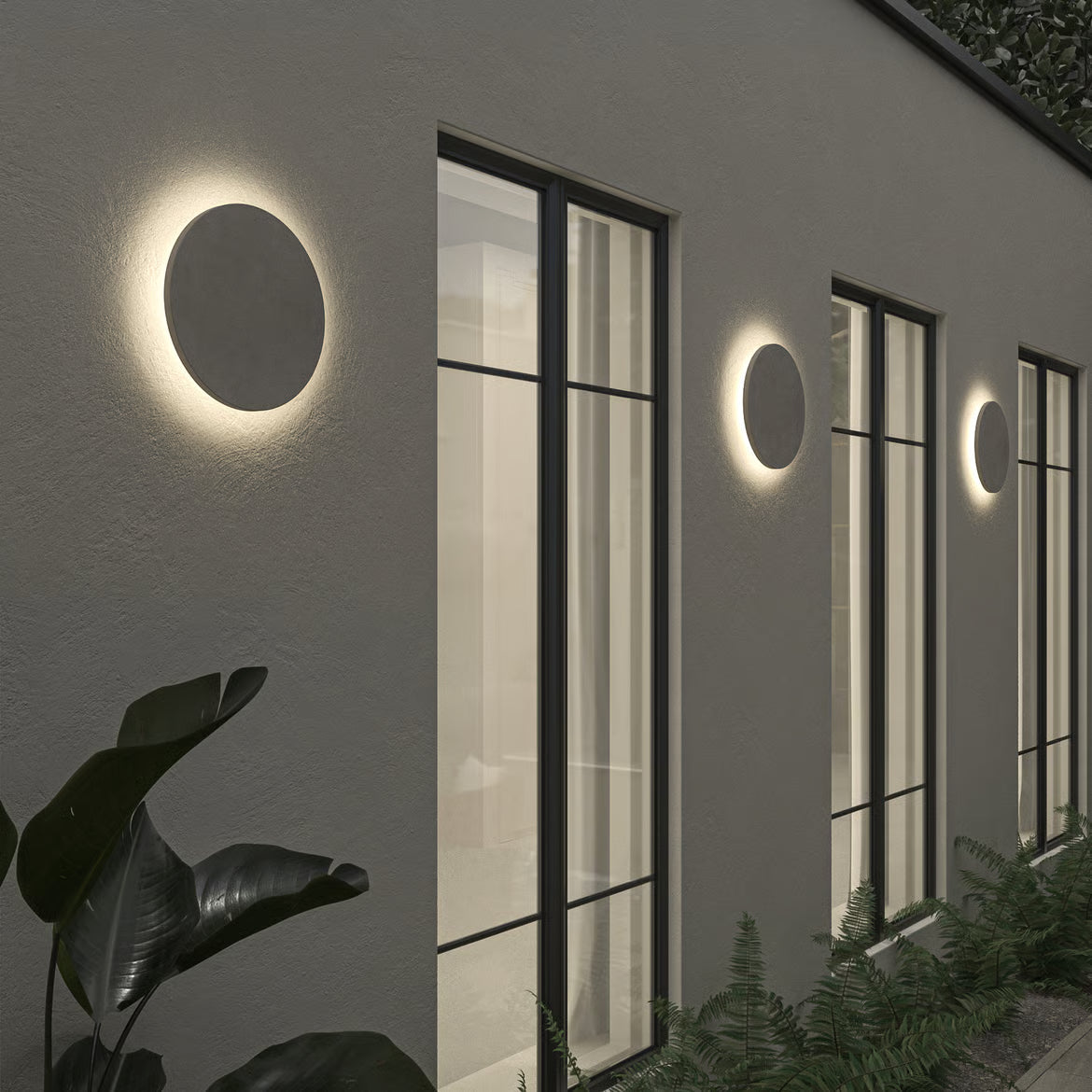 Eclipse RoundMatt Concrete/Plaster- Finish Wall Light