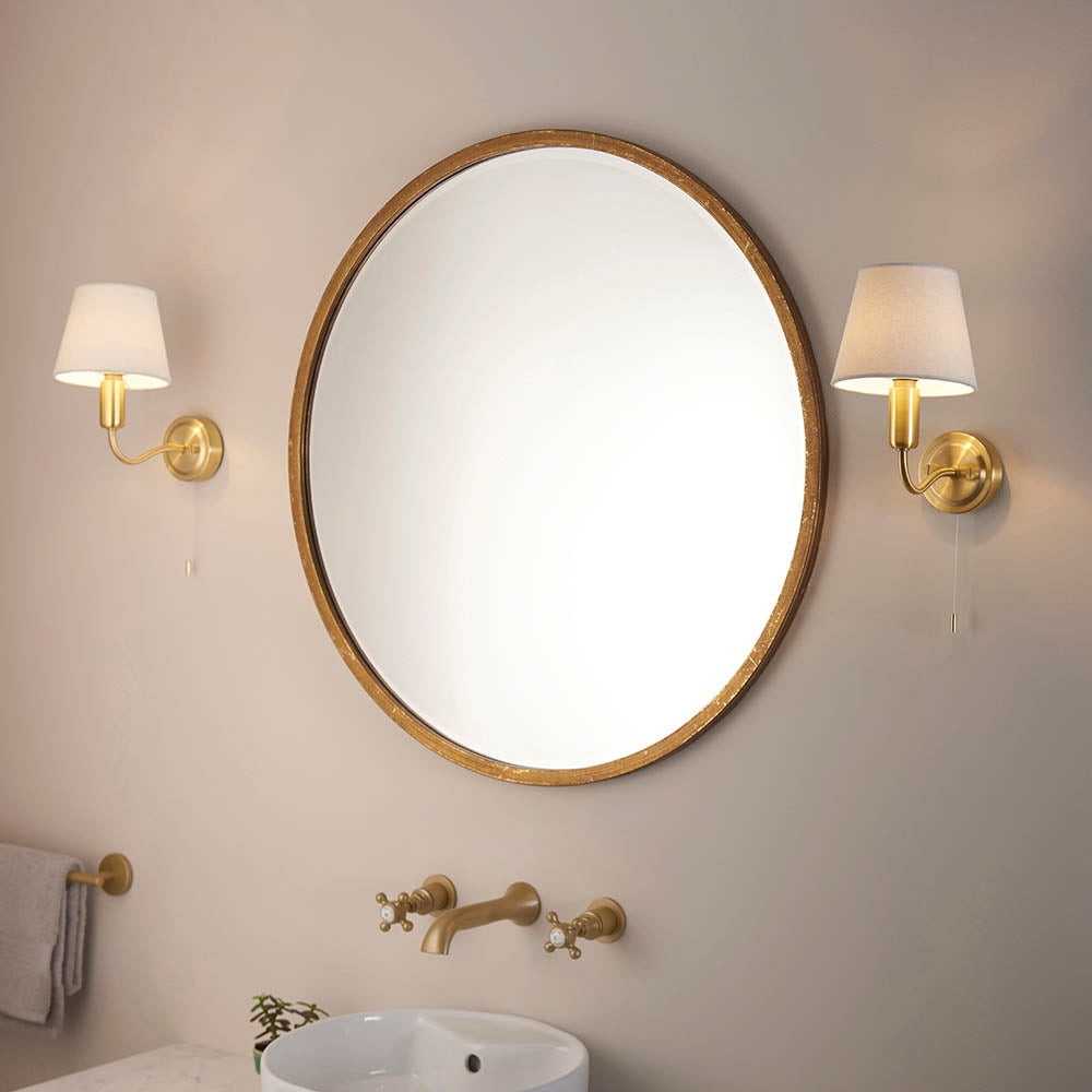 Yale 1Lt Bathroom Wall Light IP44 - Satin Gold/Chrome